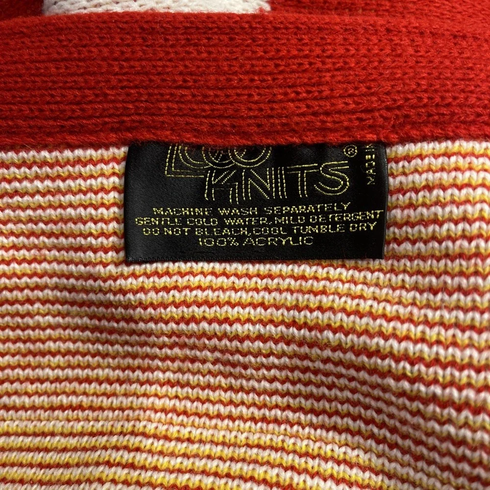 Vintage Logo Knits American Flag Throw Blanket Handmade 59 X 50 Yellow Ribbon